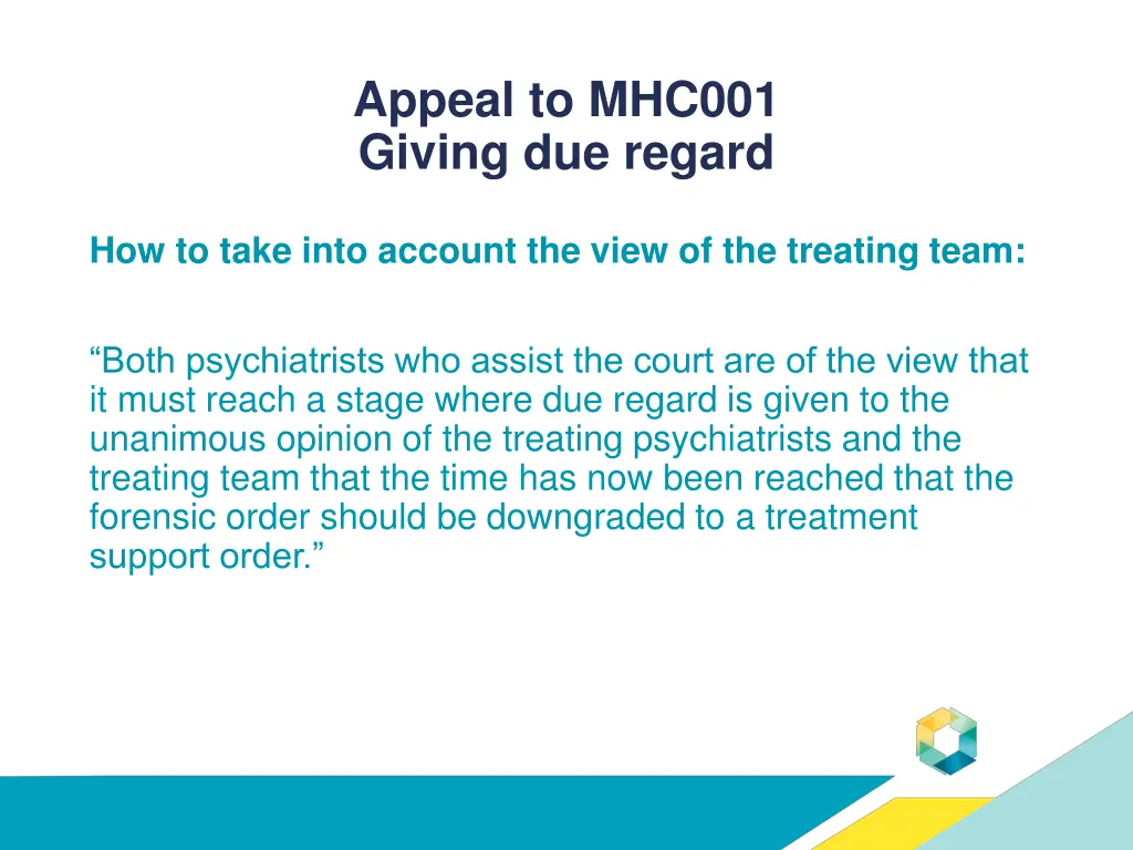 appeal to mhc001 giving due regard