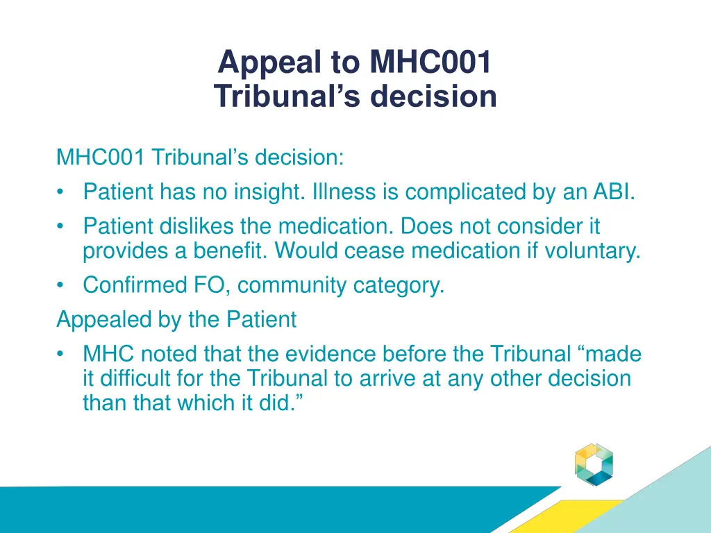 appeal to mhc001 tribunal s decision