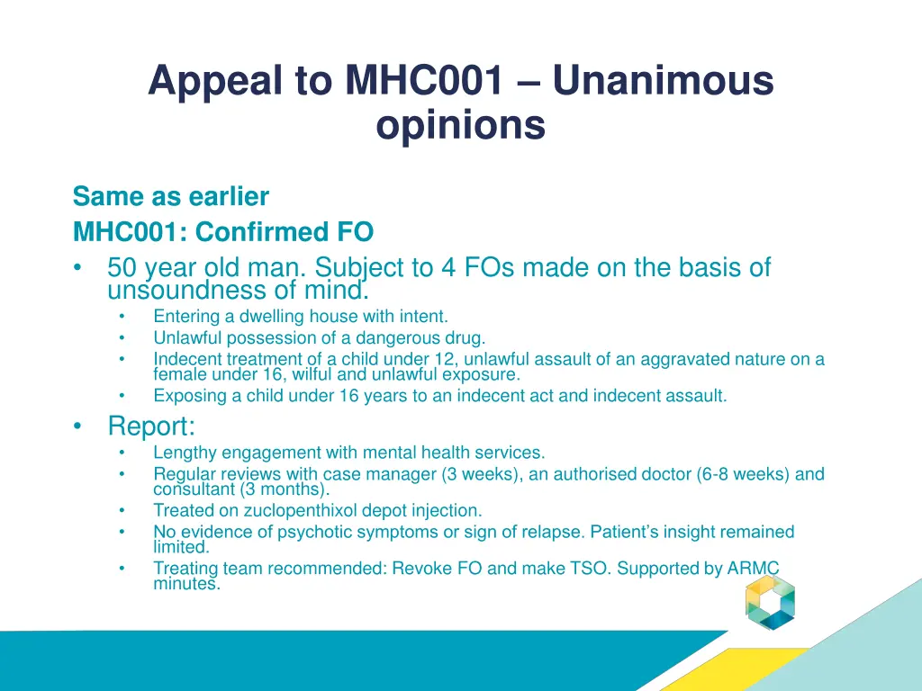 appeal to mhc001 unanimous opinions