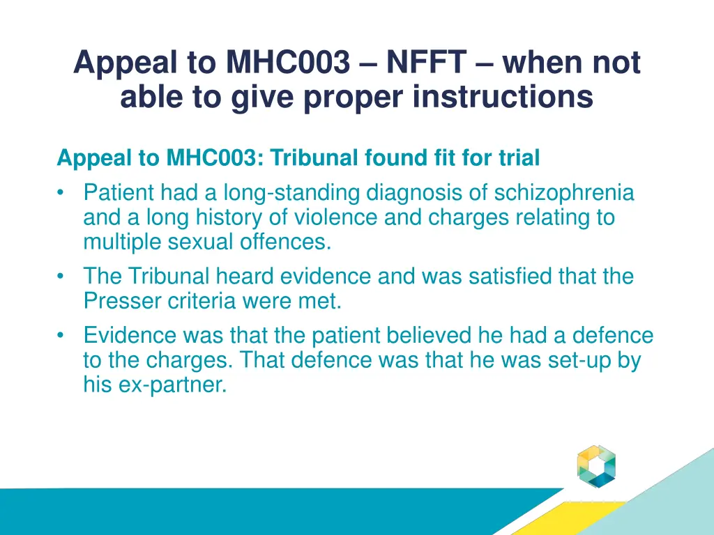 appeal to mhc003 nfft when not able to give