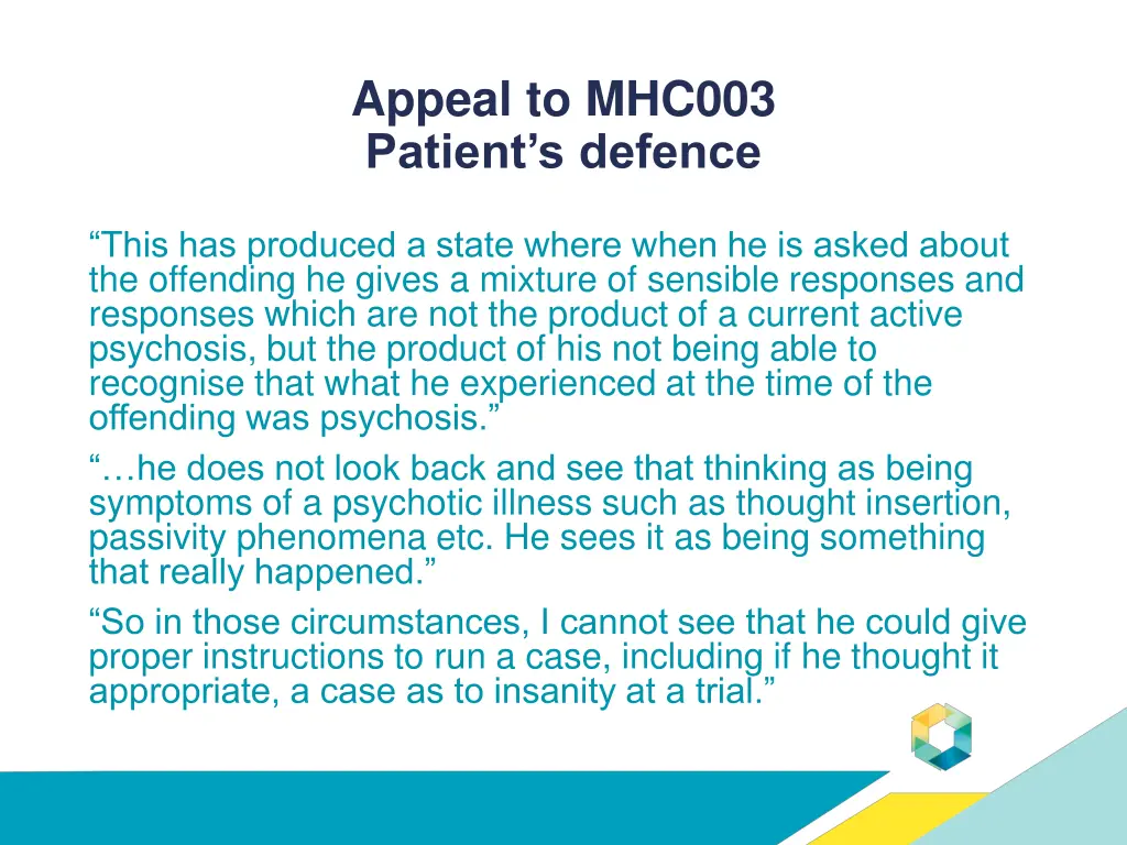 appeal to mhc003 patient s defence