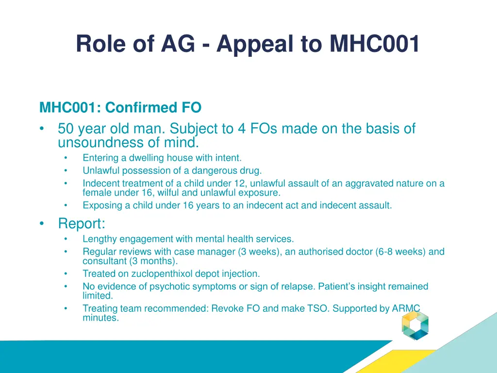 role of ag appeal to mhc001
