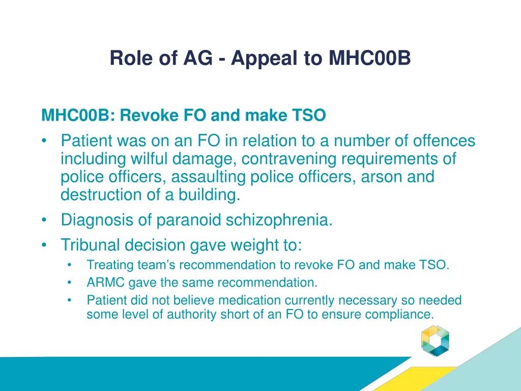role of ag appeal to mhc00b