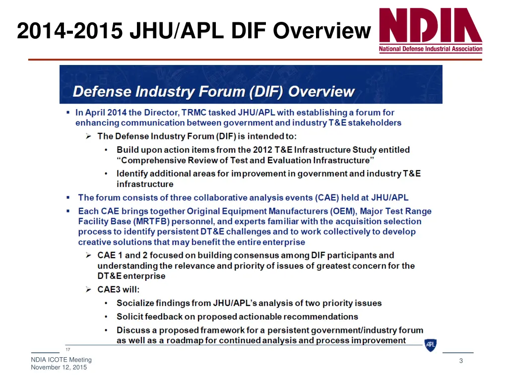 2014 2015 jhu apl dif overview