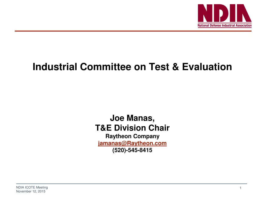 industrial committee on test evaluation