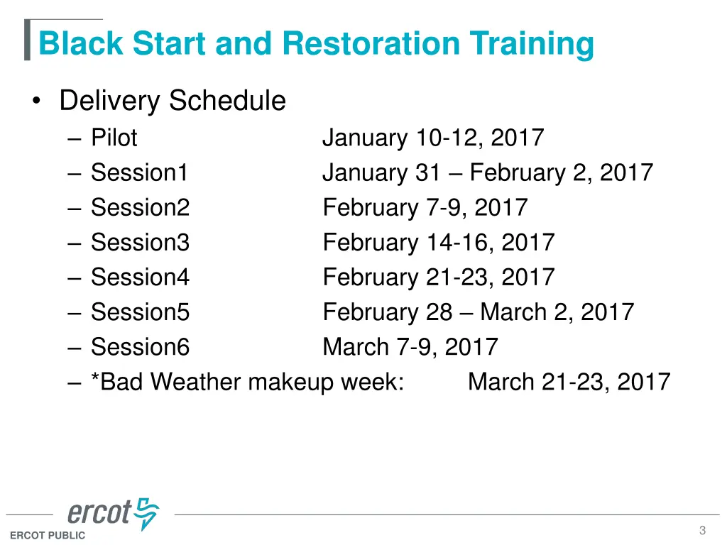 black start and restoration training