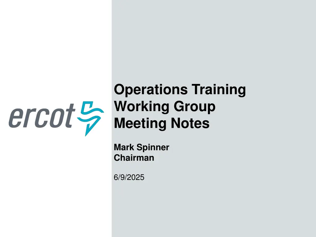 operations training working group meeting notes