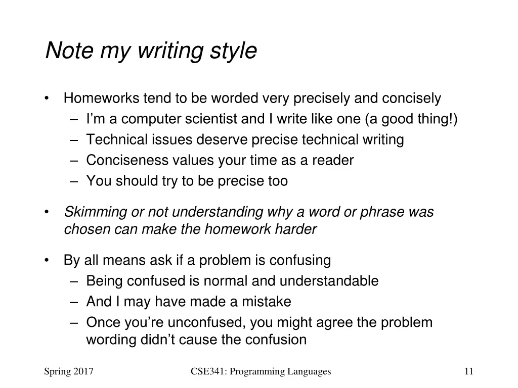 note my writing style