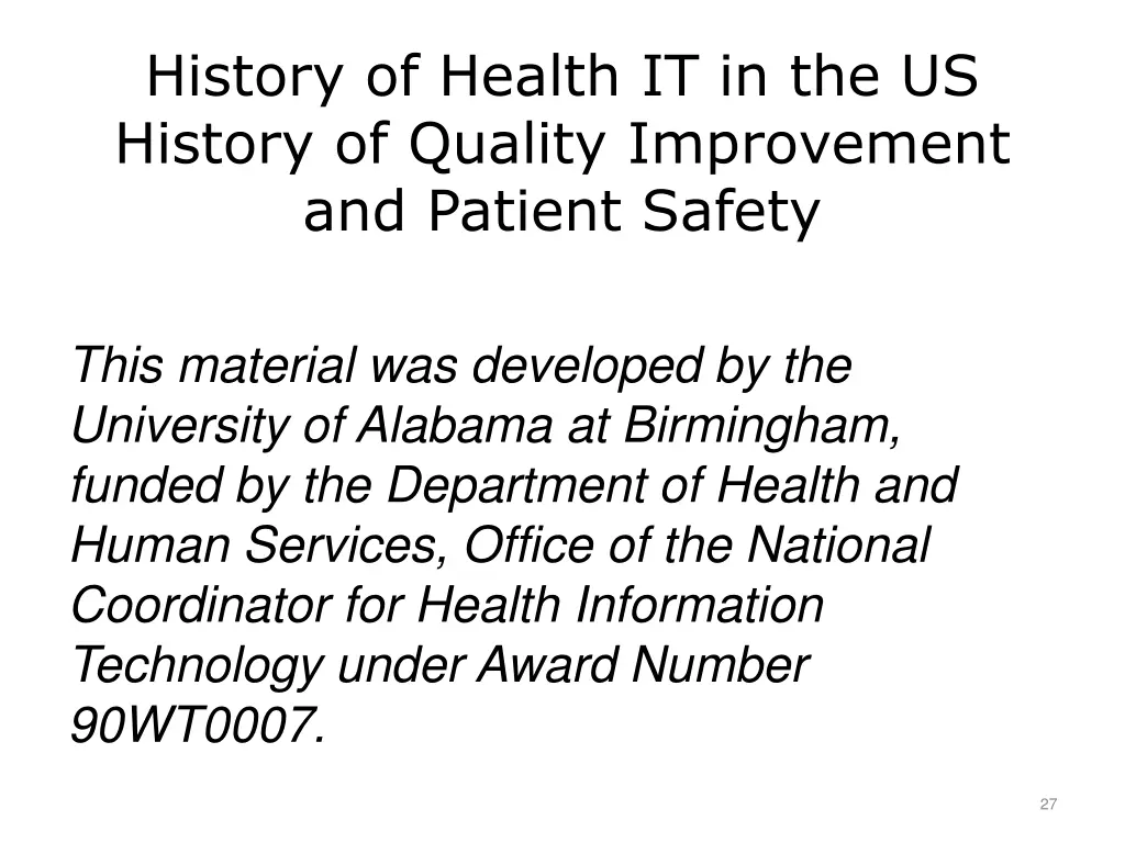 history of health it in the us history of quality