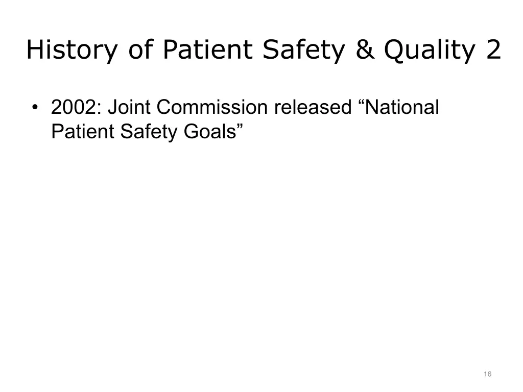 history of patient safety quality 2