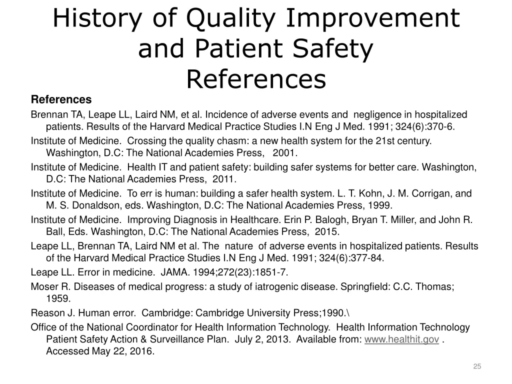 history of quality improvement and patient safety 2