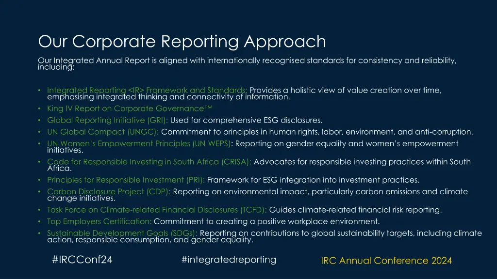 our corporate reporting approach