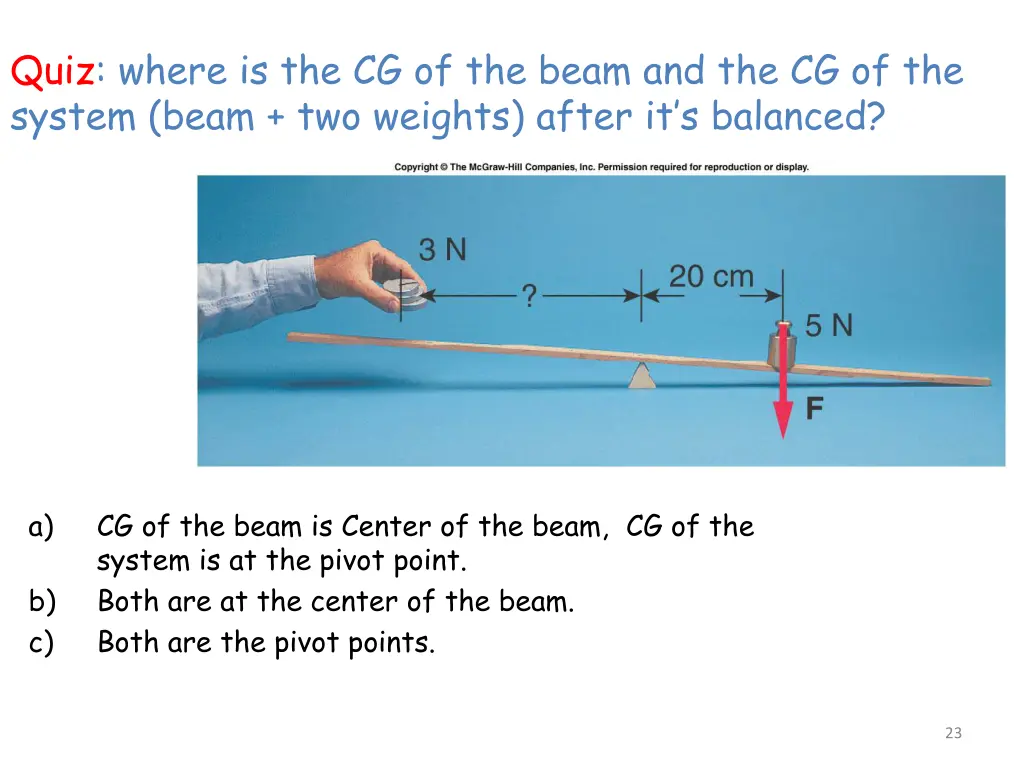quiz where is the cg of the beam