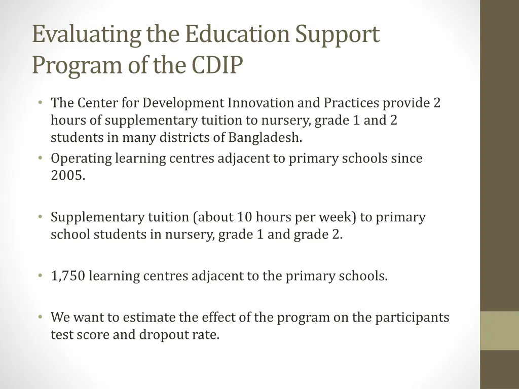 evaluating the education support program