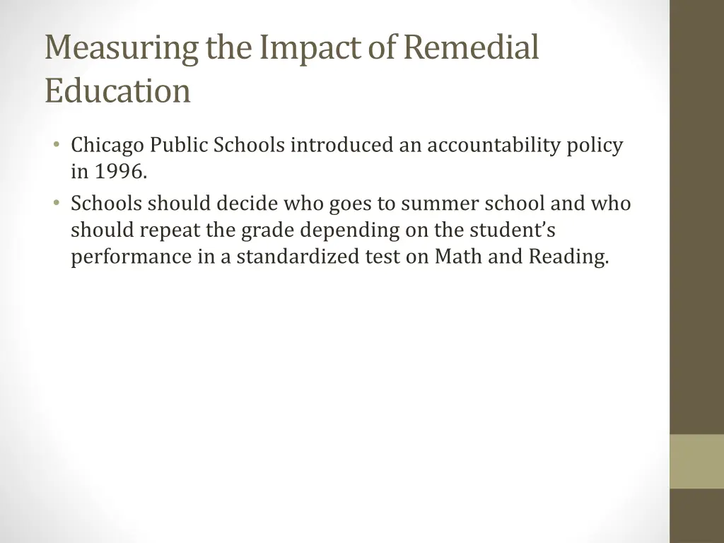measuring the impact of remedial education