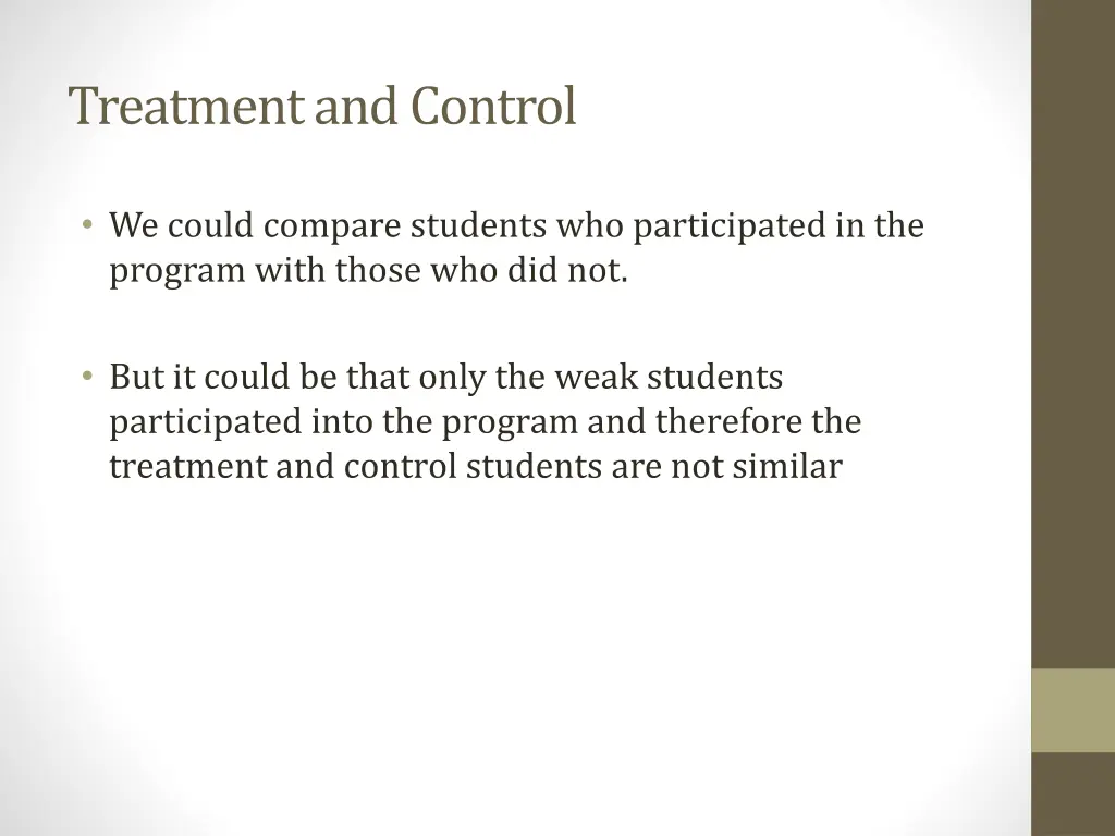treatment and control