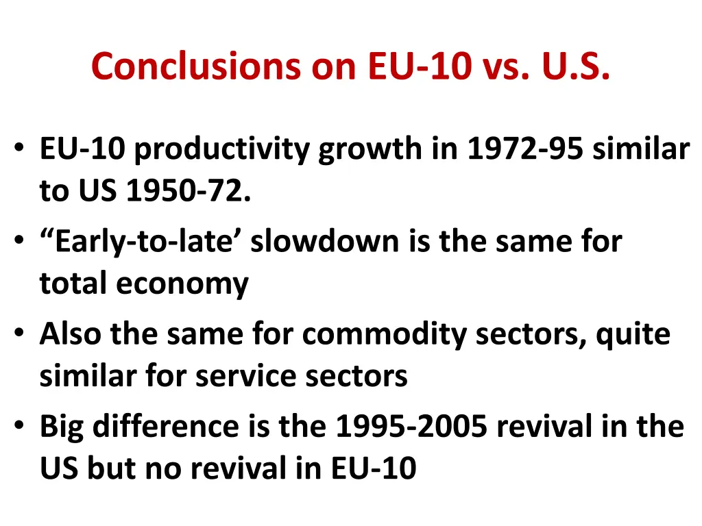 conclusions on eu 10 vs u s