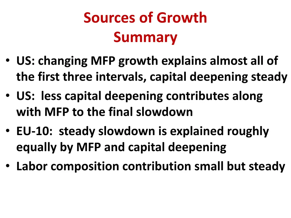 sources of growth summary