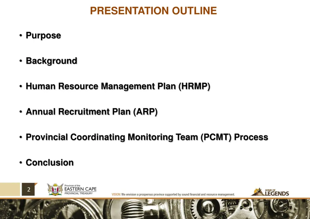 presentation outline