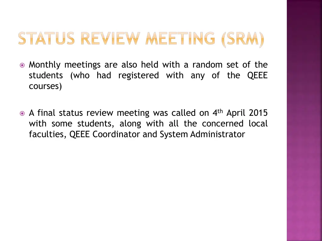 status review meeting srm