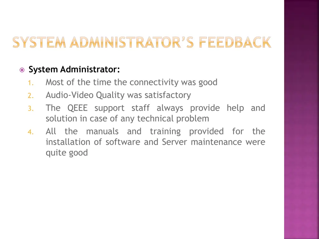 system administrator s feedback