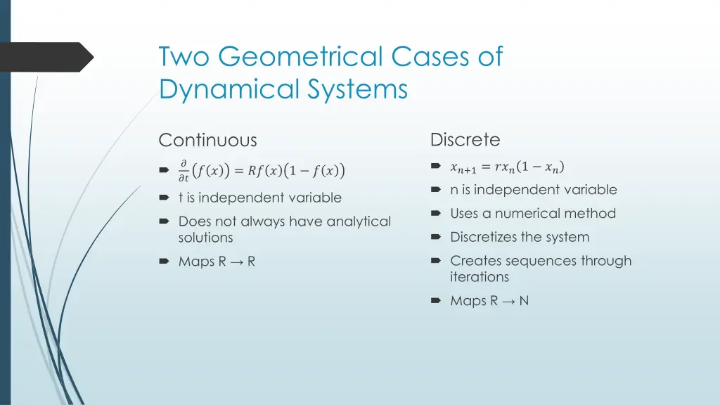 two geometrical cases of dynamical systems