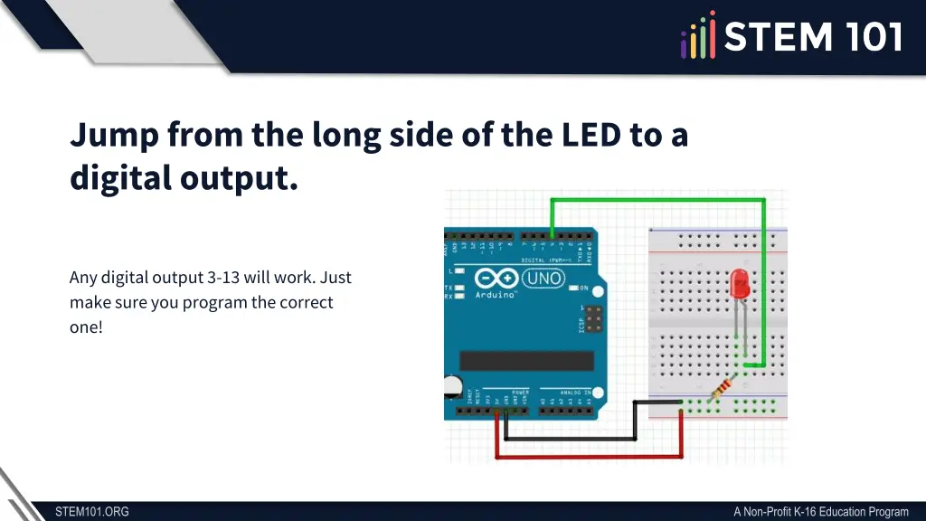 jump from the long side of the led to a digital