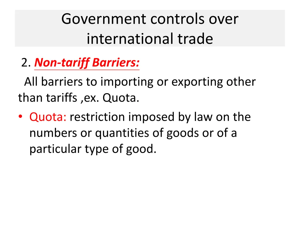 government controls over international trade 2