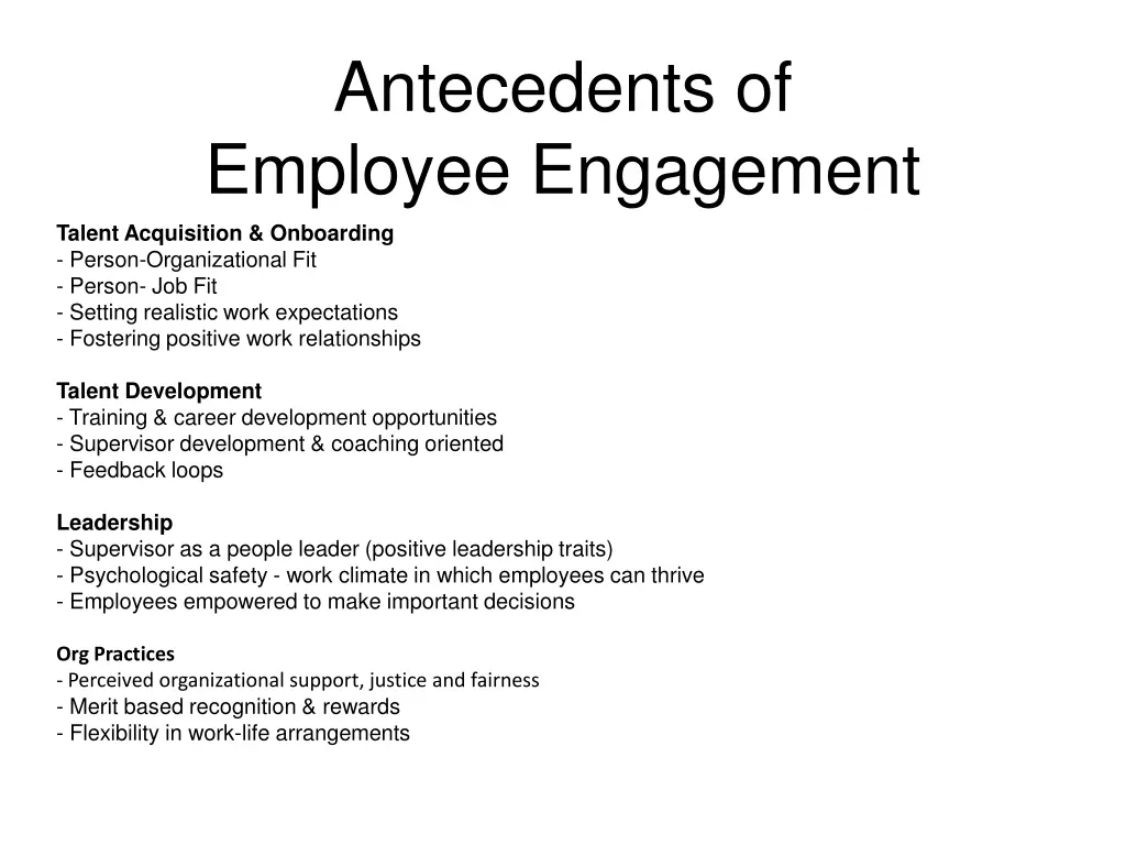 antecedents of employee engagement