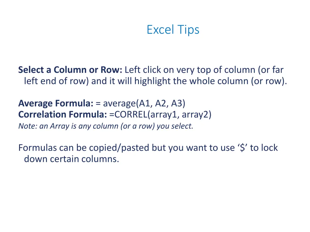 excel tips