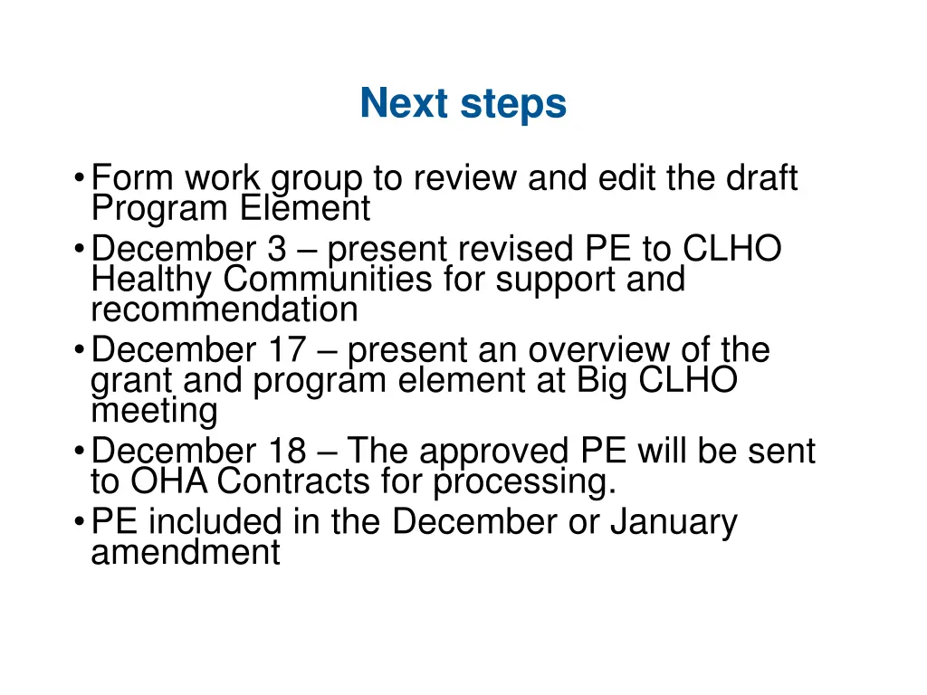 next steps