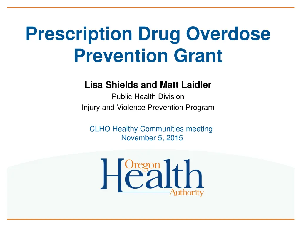 prescription drug overdose prevention grant