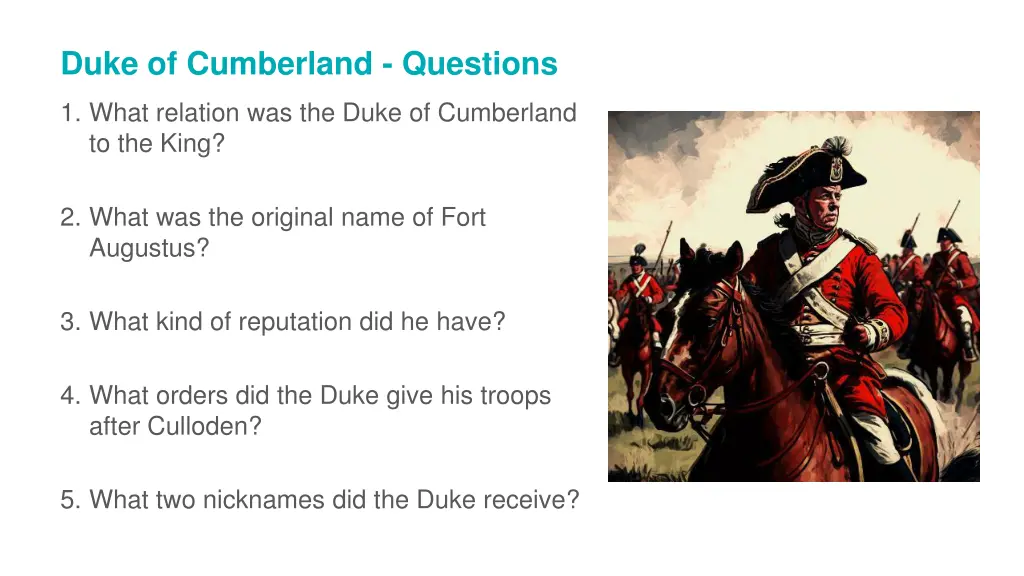 duke of cumberland questions