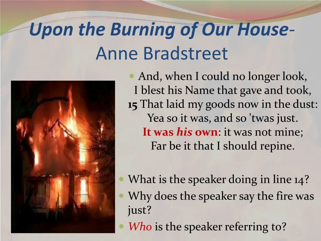 upon the burning of our house anne bradstreet
