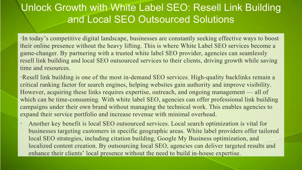 unlock growth with white label seo resell link