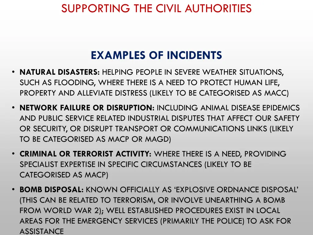 supporting the civil authorities 1
