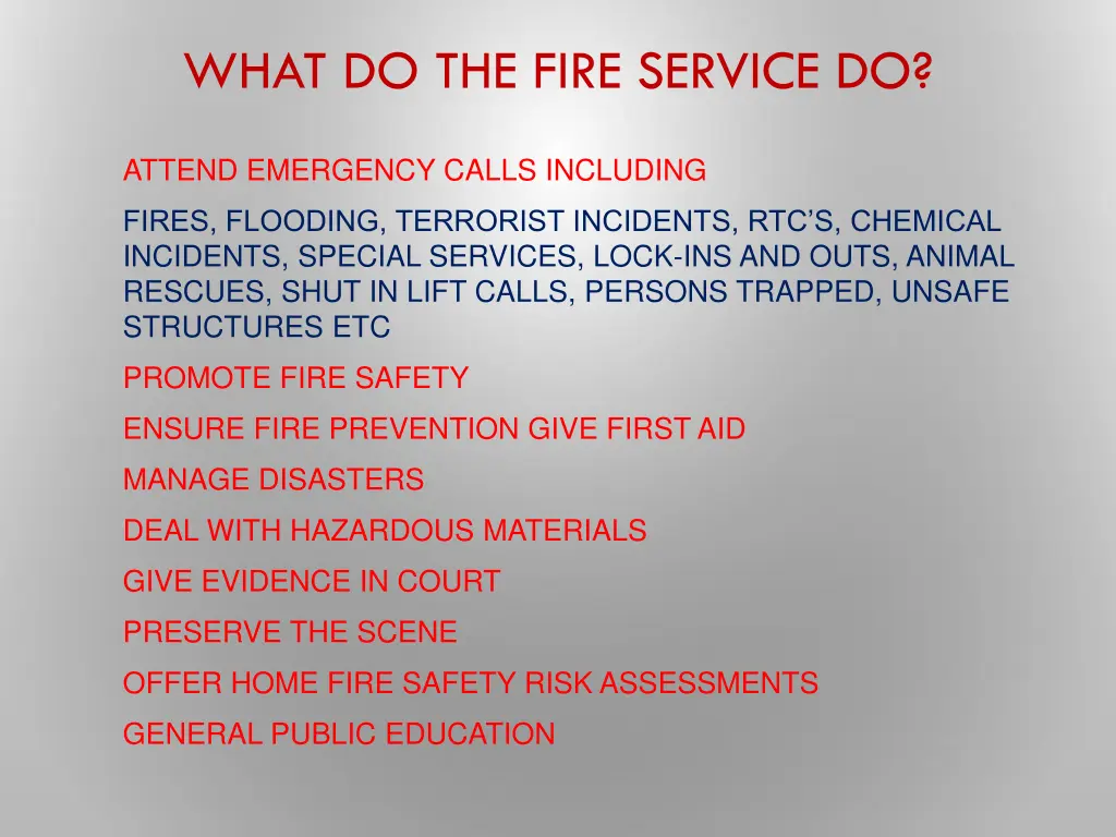 what do the fire service do