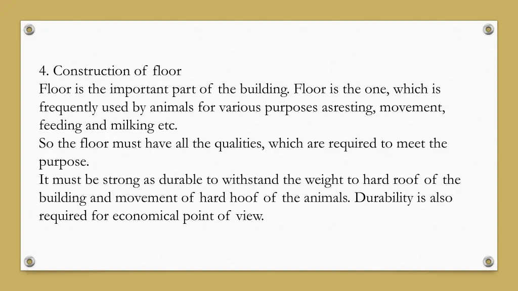 4 construction of floor floor is the important