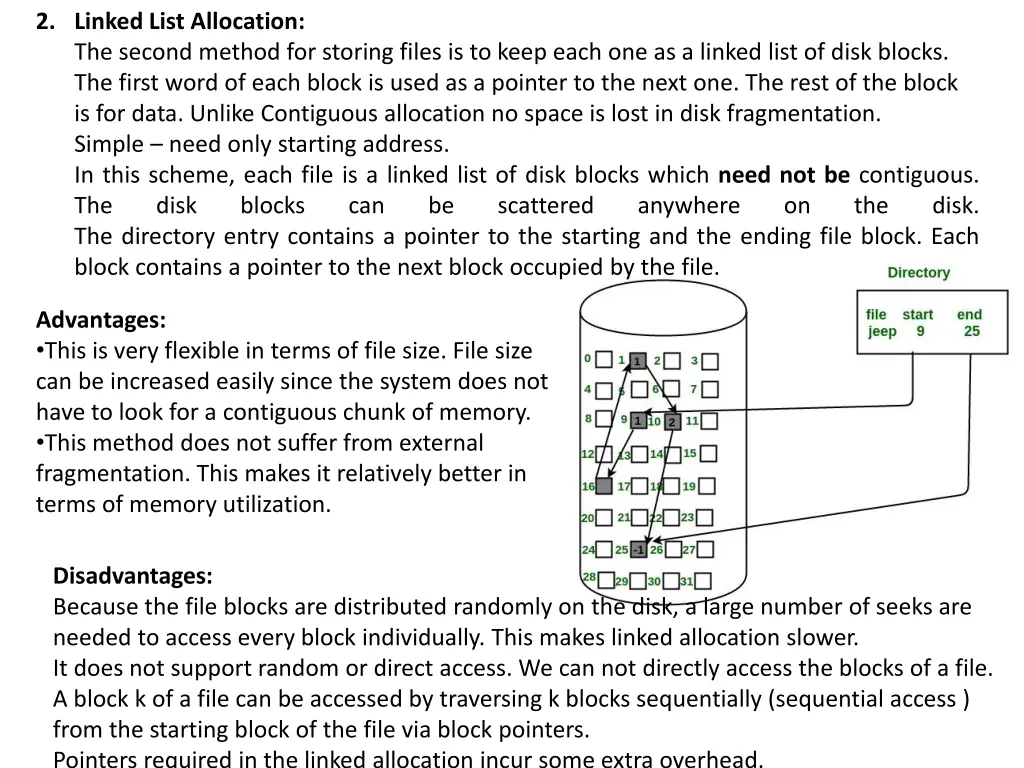 2 linked list allocation the second method