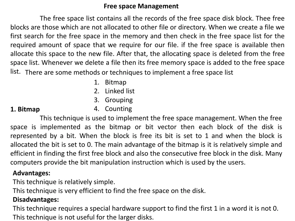 free space management