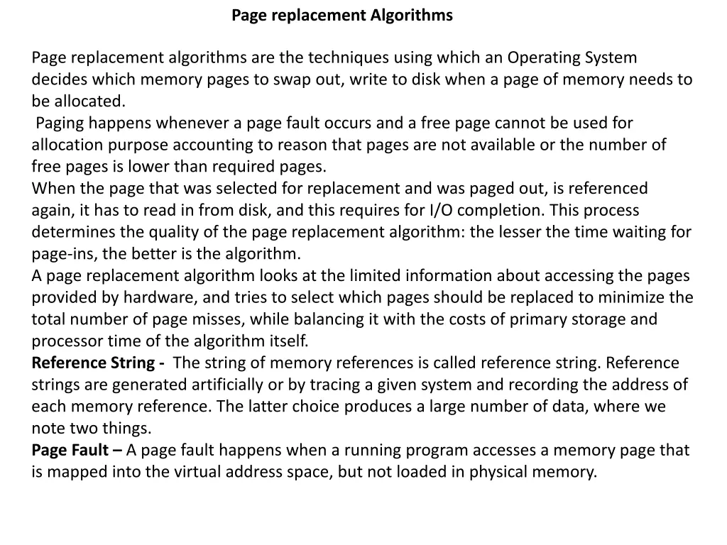 page replacement algorithms