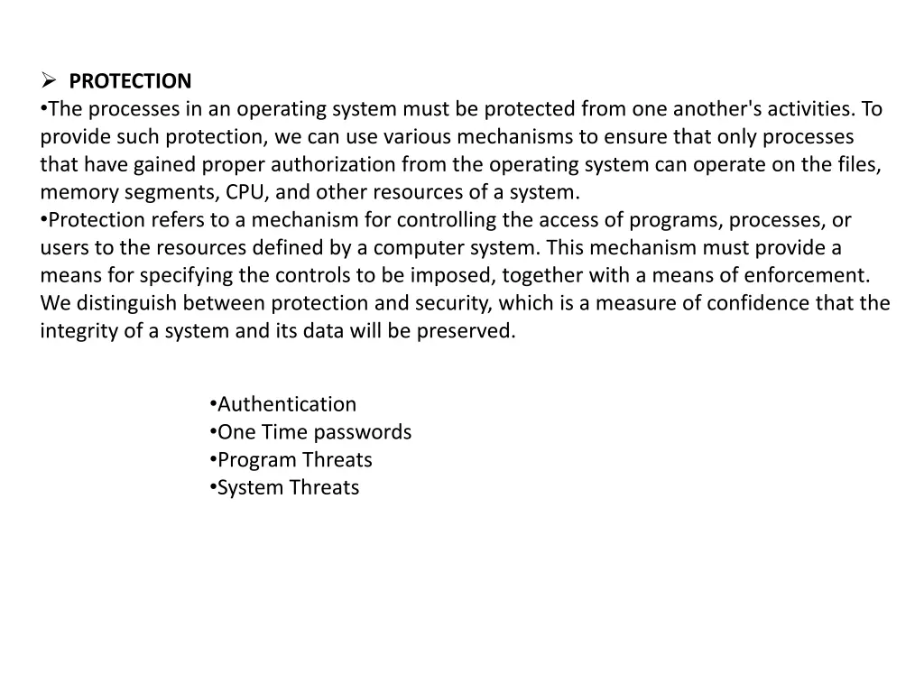 protection the processes in an operating system