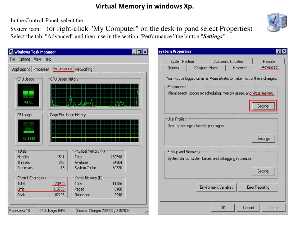 virtual memory in windows xp