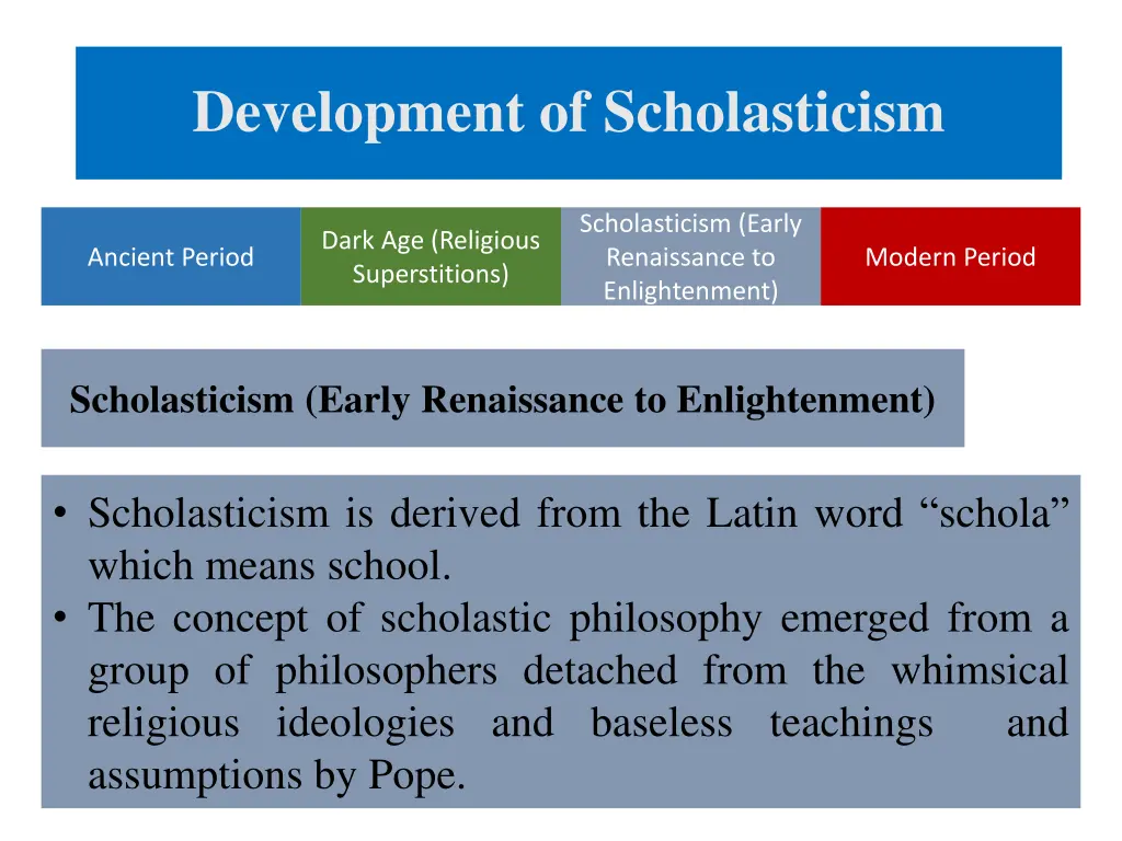 development of scholasticism