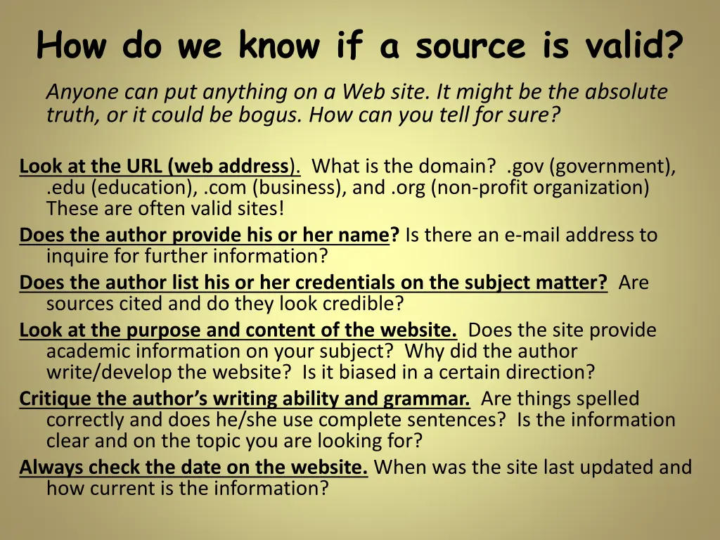 how do we know if a source is valid