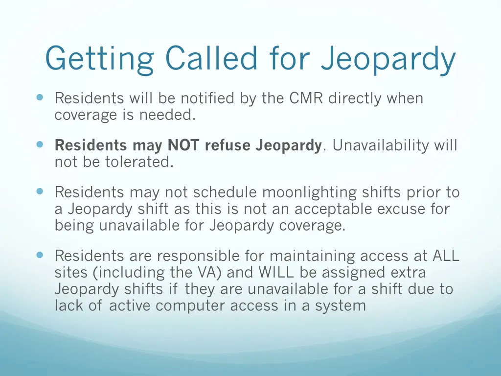 getting called for jeopardy