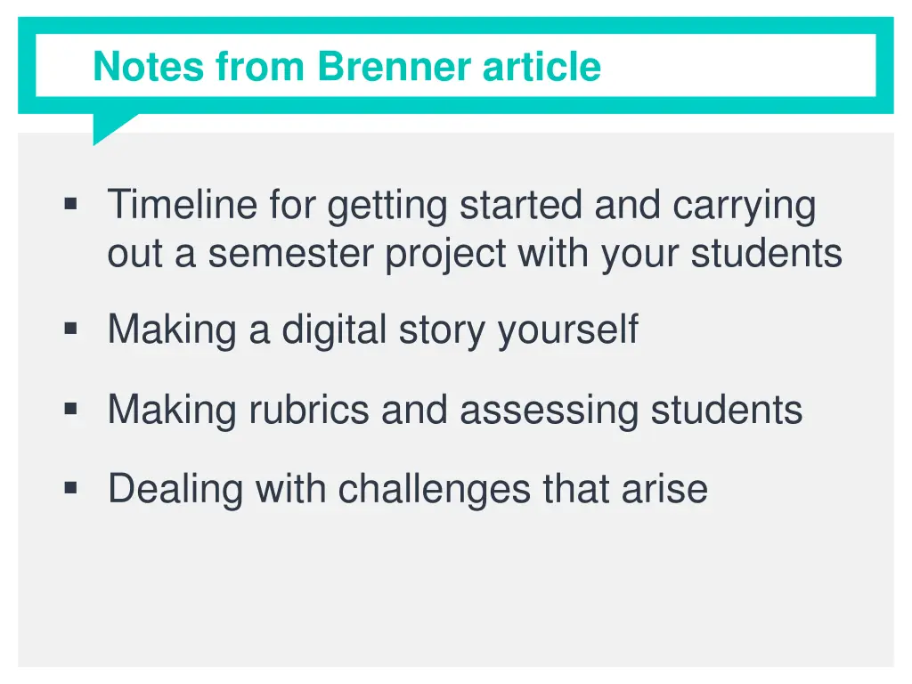 notes from brenner article