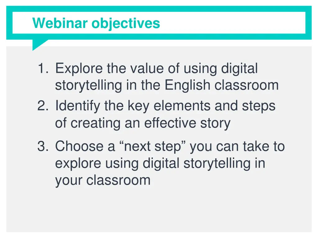 webinar objectives
