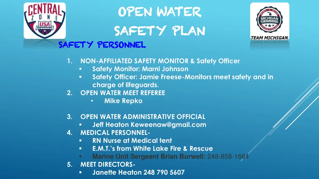 open water open water safety plan safety plan 1
