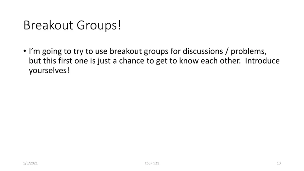 breakout groups